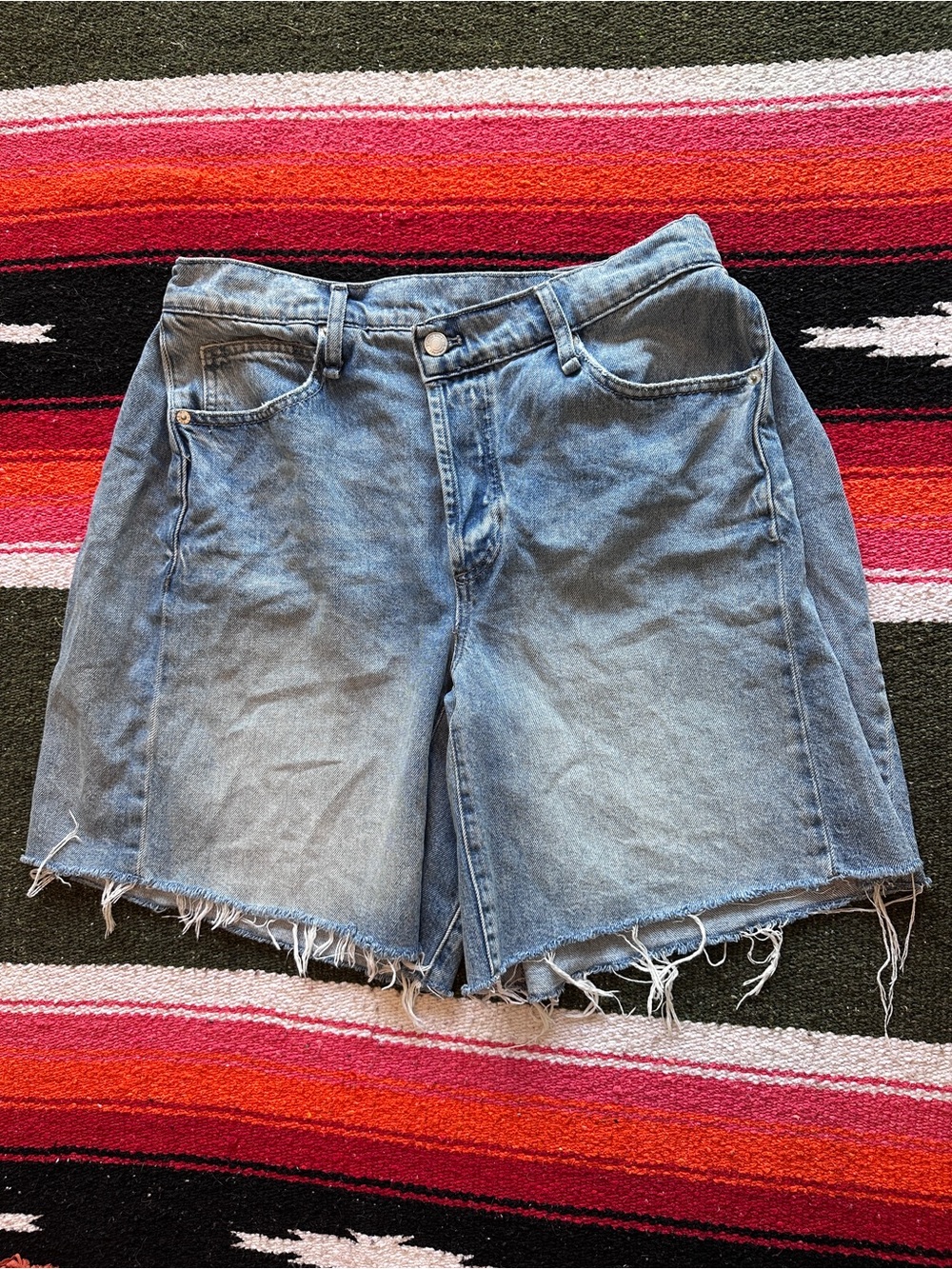 Free People We The Free Boomerang High-Waisted Long Denim Shorts - Picture 4 of 10